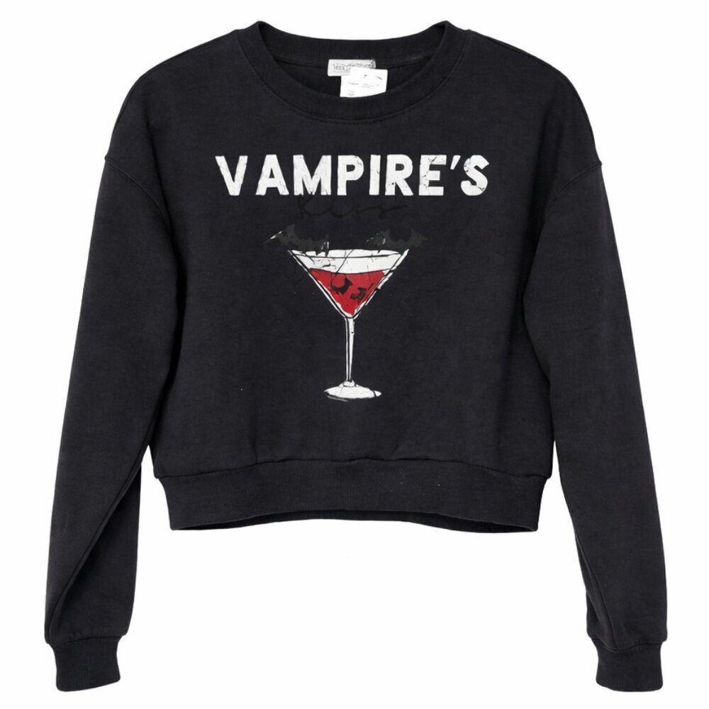 NWT WILDFOX Black Cropped Vampire Sweatshirt - M